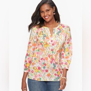Cotton Pintuck Popover - Abstract Floral